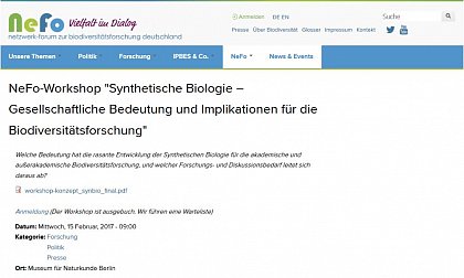 Beteiligung an NeFo-Workshop Synthetische Biologie, Berlin